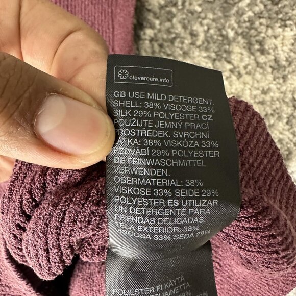 & Other Stories Tank Top Womens Medium Burgundy Ribbed Knit Silk Blend Crop - Picture 6 of 7